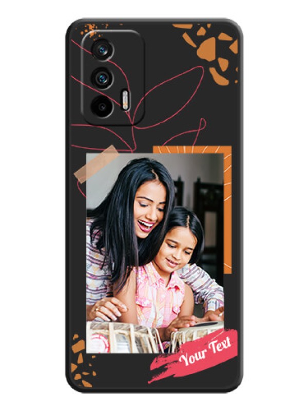 Custom Orange Photo Frame on Space Black Custom Soft Matte Phone Back Cover - Realme X7 Max 5G