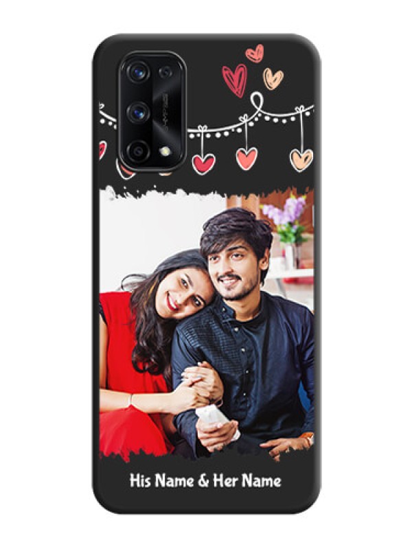 Custom Pink Love Hangings with Name on Space Black Custom Soft Matte Phone Cases - Realme X7 Pro