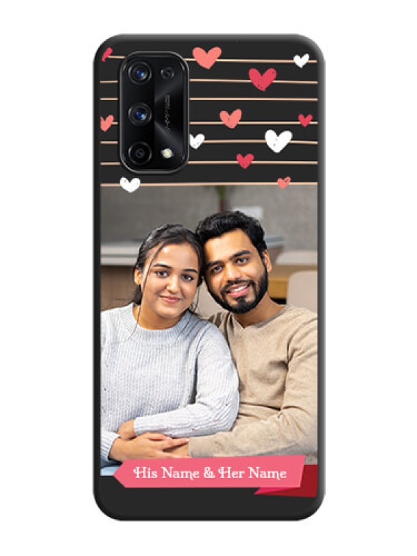 Custom Love Pattern with Name on Pink Ribbon  on Photo on Space Black Soft Matte Back Cover - Realme X7 Pro