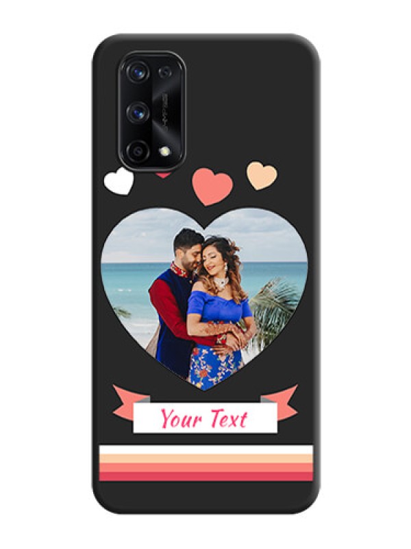 Custom Love Shaped Photo with Colorful Stripes on Personalised Space Black Soft Matte Cases - Realme X7 Pro
