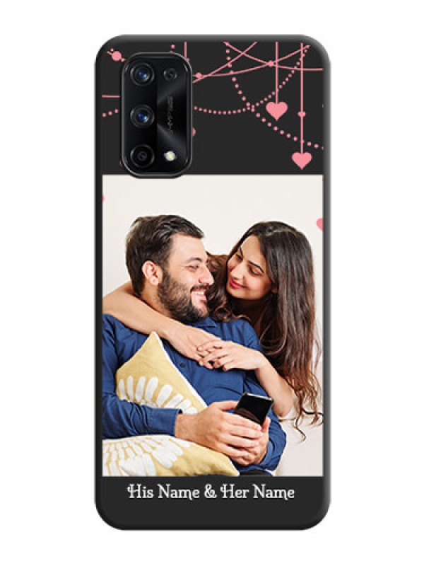 Custom Pink Love Hangings with Text on Space Black Custom Soft Matte Back Cover - Realme X7 Pro
