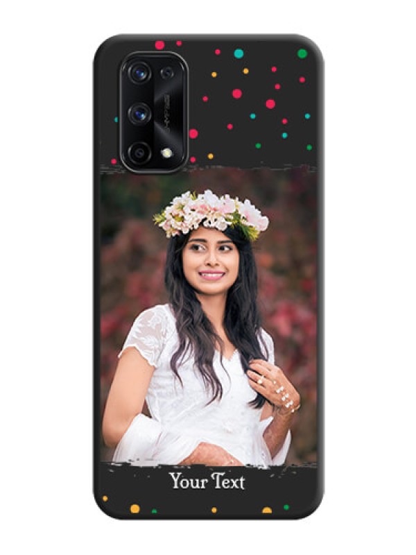 Custom Multicolor Dotted Pattern with Text on Space Black Custom Soft Matte Phone Back Cover - Realme X7 Pro