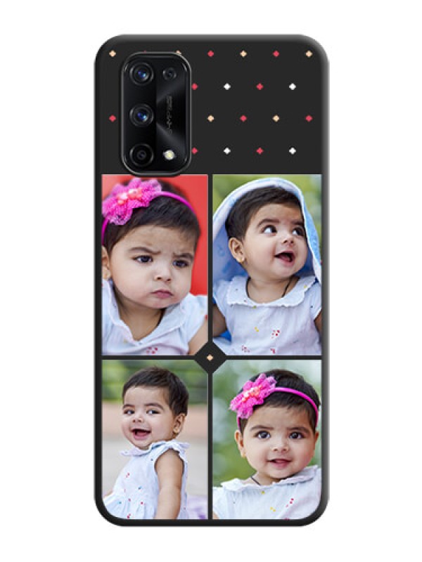 Custom Multicolor Dotted Pattern with 4 Image Holder on Space Black Custom Soft Matte Phone Cases - Realme X7 Pro