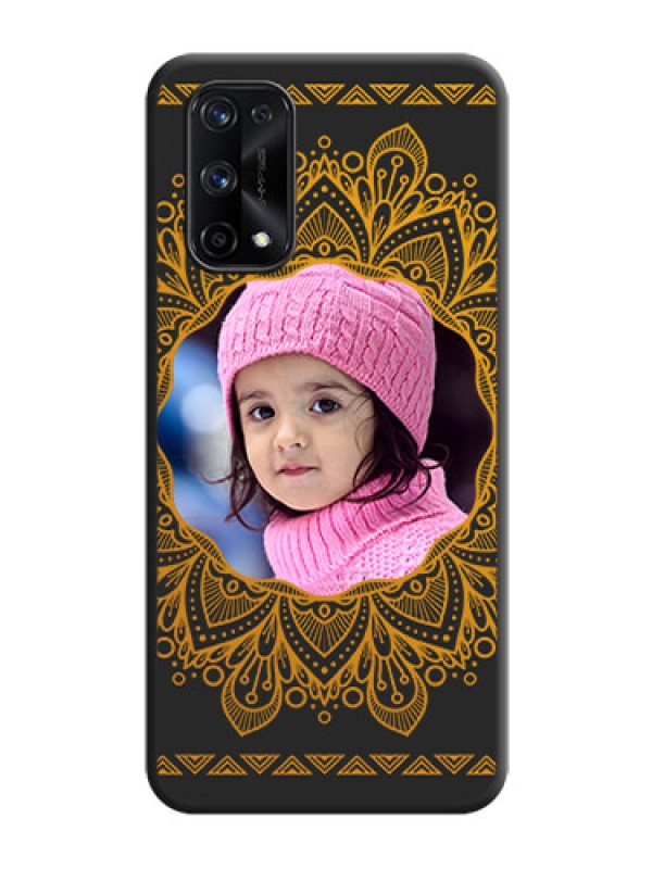 Custom Round Image with Floral Design on Photo on Space Black Soft Matte Mobile Cover - Realme X7 Pro