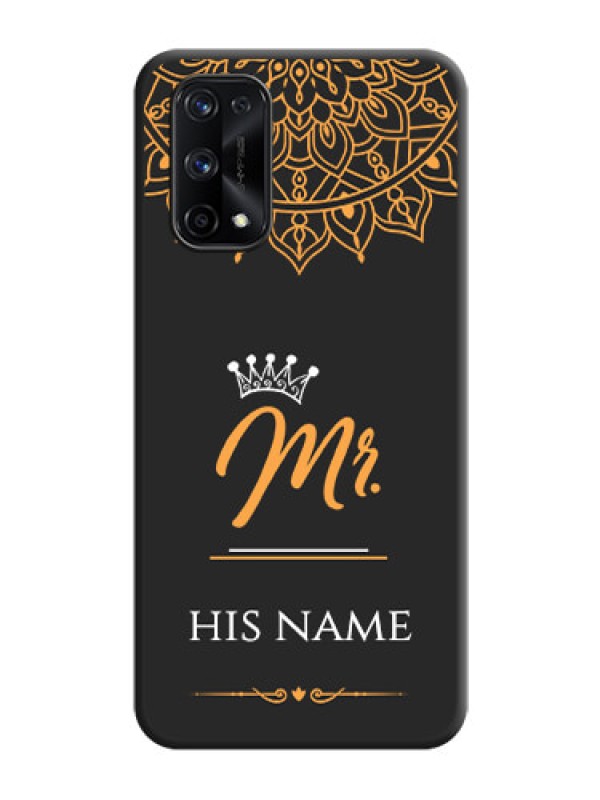 Custom Mr Name with Floral Design  on Personalised Space Black Soft Matte Cases - Realme X7 Pro