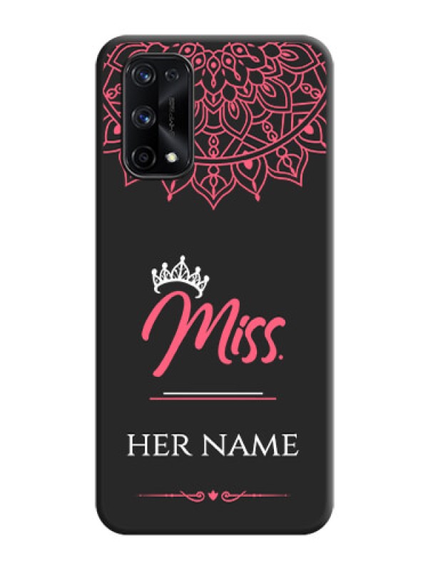 Custom Mrs Name with Floral Design on Space Black Personalized Soft Matte Phone Covers - Realme X7 Pro