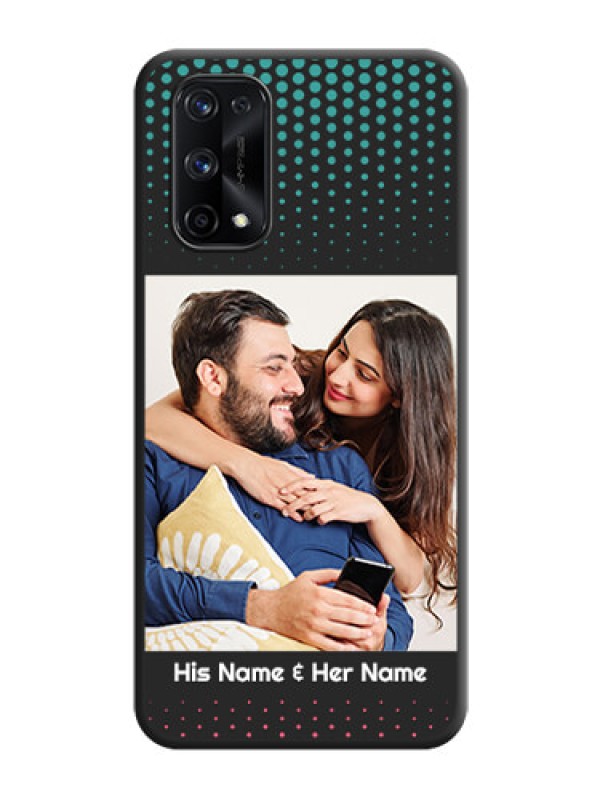 Custom Faded Dots with Grunge Photo Frame and Text on Space Black Custom Soft Matte Phone Cases - Realme X7 Pro
