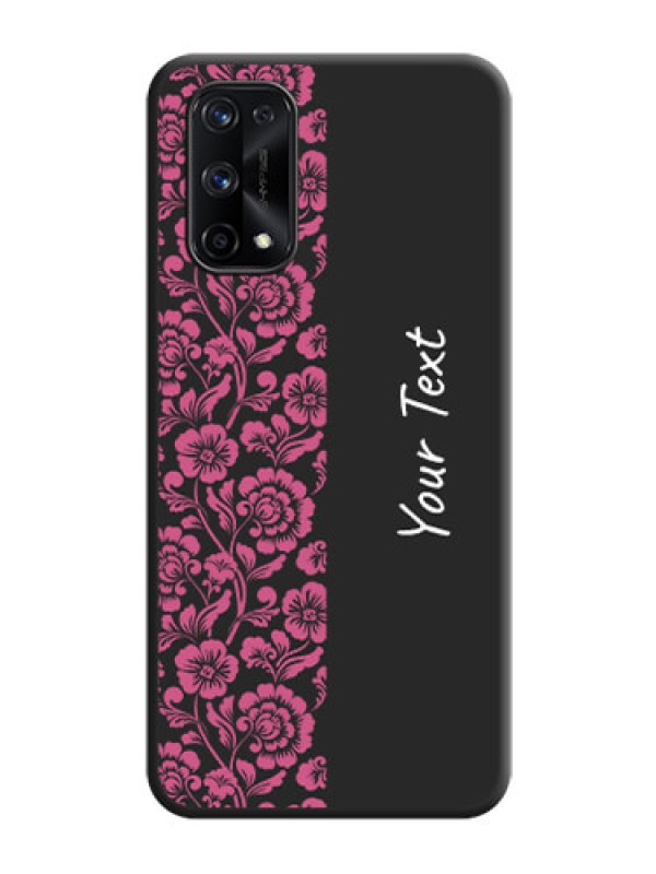 Custom Pink Floral Pattern Design With Custom Text On Space Black Personalized Soft Matte Phone Covers -Realme X7 Pro