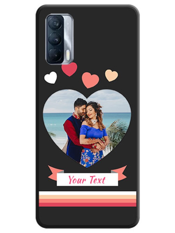 Custom Love Shaped Photo with Colorful Stripes on Personalised Space Black Soft Matte Cases - Realme X7