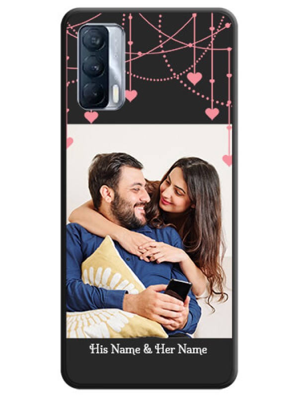 Custom Pink Love Hangings with Text on Space Black Custom Soft Matte Back Cover - Realme X7