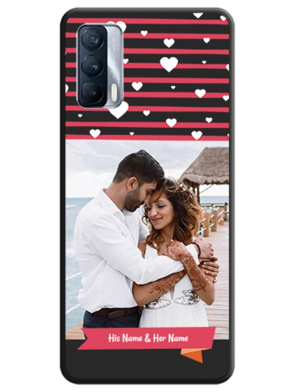 Custom White Color Love Symbols with Pink Lines Pattern on Space Black Custom Soft Matte Phone Cases - Realme X7