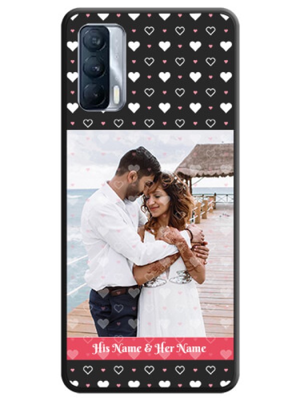 Custom White Color Love Symbols with Text Design on Photo on Space Black Soft Matte Phone Cover - Realme X7
