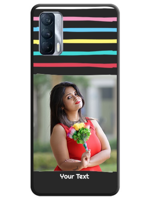 Custom Multicolor Lines with Image on Space Black Personalized Soft Matte Phone Covers - Realme X7