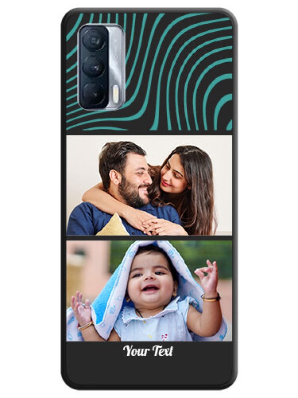 Custom Wave Pattern with 2 Image Holder on Space Black Personalized Soft Matte Phone Covers - Realme X7