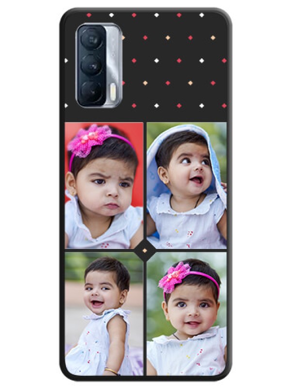 Custom Multicolor Dotted Pattern with 4 Image Holder on Space Black Custom Soft Matte Phone Cases - Realme X7