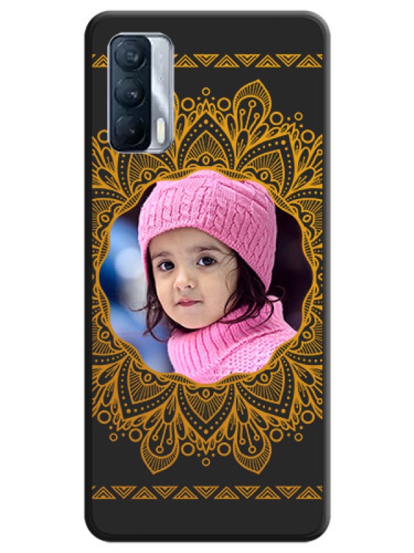 Custom Round Image with Floral Design on Photo on Space Black Soft Matte Mobile Cover - Realme X7