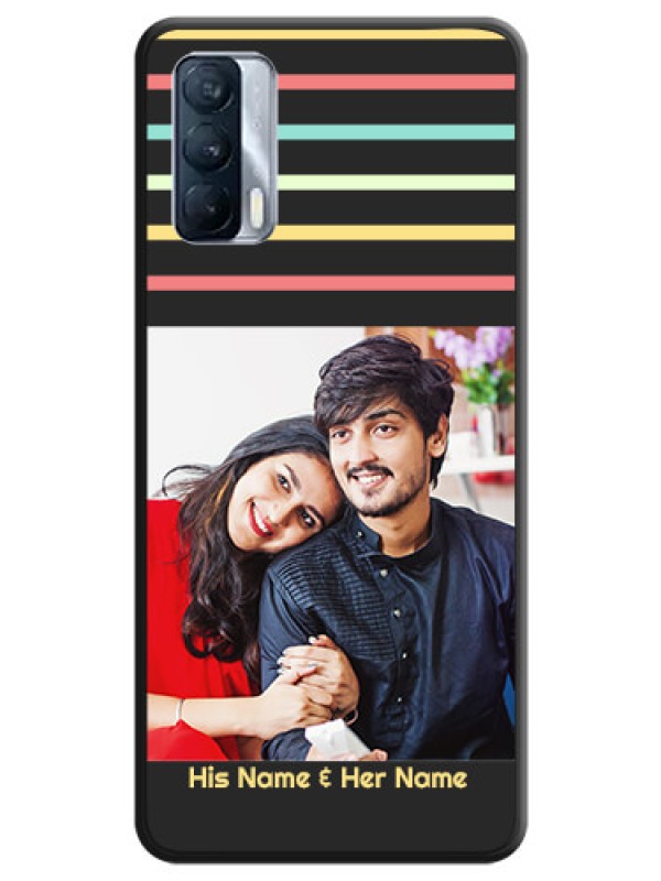 Custom Color Stripes with Photo and Text on Photo on Space Black Soft Matte Mobile Case - Realme X7