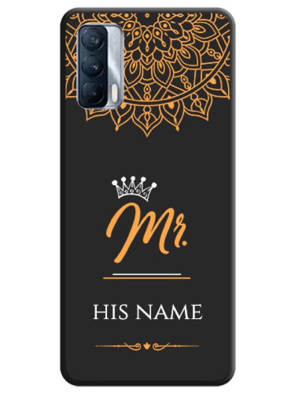 Custom Mr Name with Floral Design  on Personalised Space Black Soft Matte Cases - Realme X7