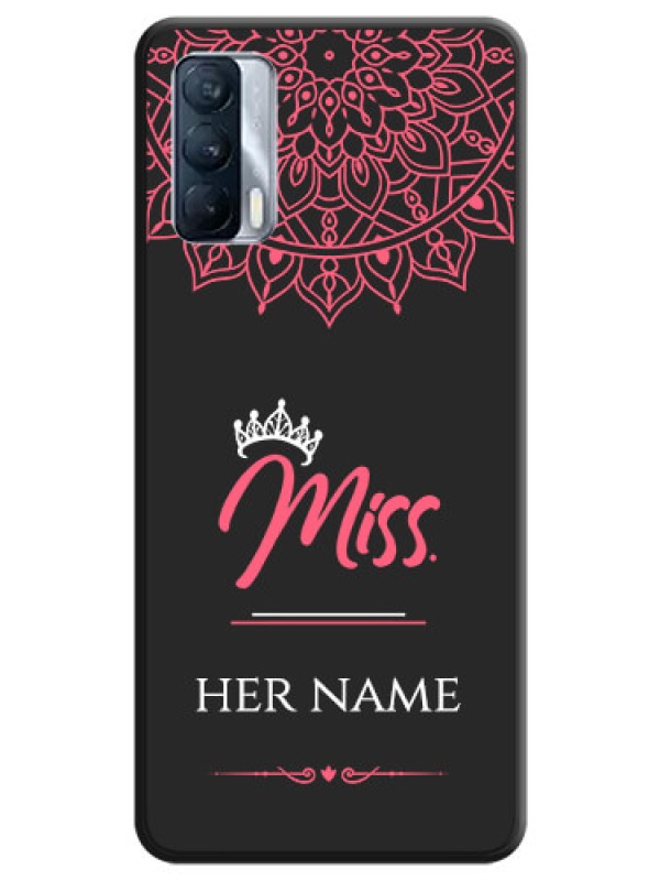 Custom Mrs Name with Floral Design on Space Black Personalized Soft Matte Phone Covers - Realme X7