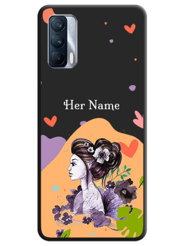 Custom Namecase For Her With Fancy Lady Image On Space Black Personalized Soft Matte Phone Covers -Realme X7