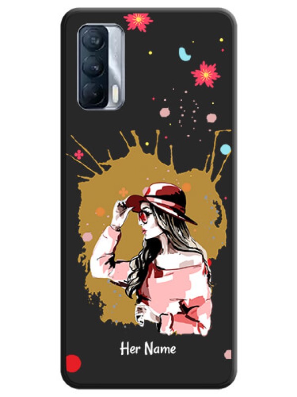 Custom Mordern Lady With Color Splash Background With Custom Text On Space Black Personalized Soft Matte Phone Covers -Realme X7