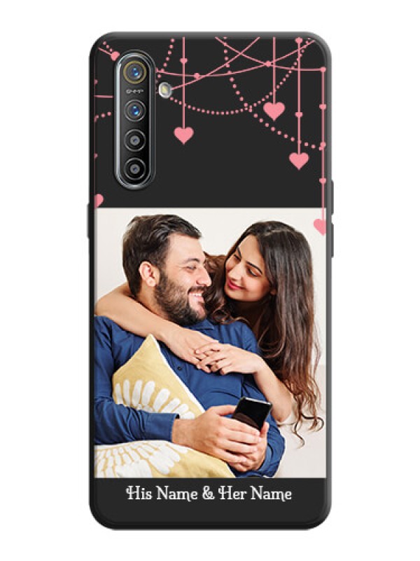 Custom Pink Love Hangings with Text on Space Black Custom Soft Matte Back Cover - Realme XT