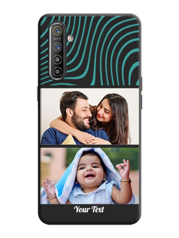 Custom Wave Pattern with 2 Image Holder on Space Black Personalized Soft Matte Phone Covers - Realme XT