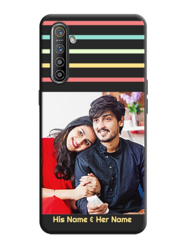 Custom Color Stripes with Photo and Text - Photo on Space Black Soft Matte Mobile Case - Realme XT
