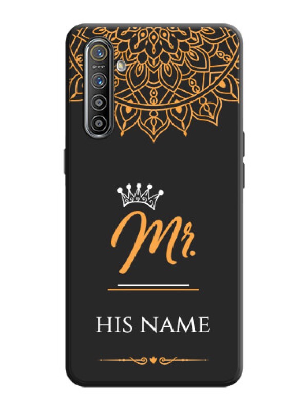Custom Mr Name with Floral Design  on Personalised Space Black Soft Matte Cases - Realme XT