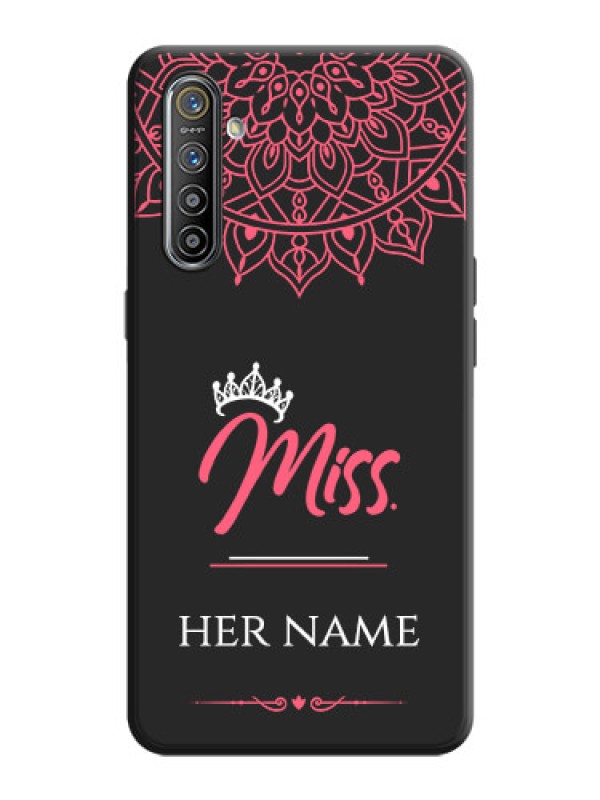 Custom Mrs Name with Floral Design on Space Black Personalized Soft Matte Phone Covers - Realme XT