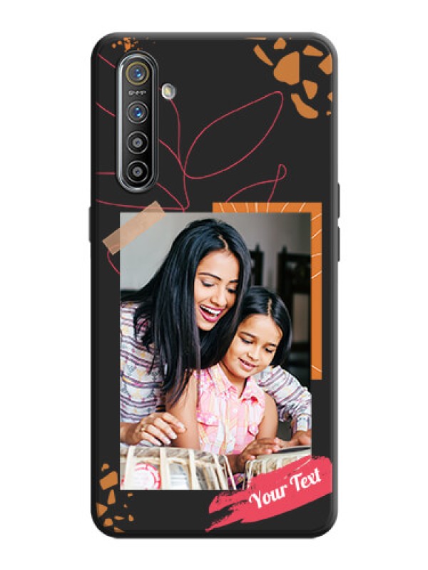 Custom Orange Photo Frame on Space Black Custom Soft Matte Phone Back Cover - Realme XT