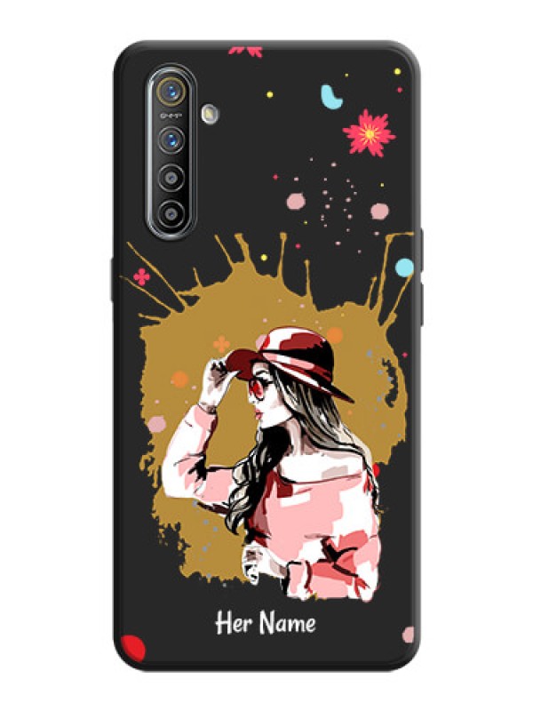 Custom Mordern Lady With Color Splash Background With Custom Text On Space Black Personalized Soft Matte Phone Covers -Realme Xt