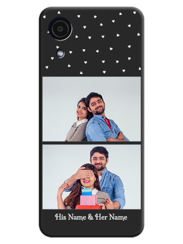 Custom Miniature Love Symbols with Name on Space Black Custom Soft Matte Back Cover - Galaxy A03 Core