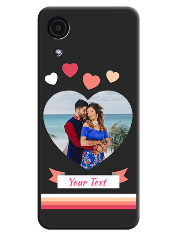 Custom Love Shaped Photo with Colorful Stripes on Personalised Space Black Soft Matte Cases - Galaxy A03 Core