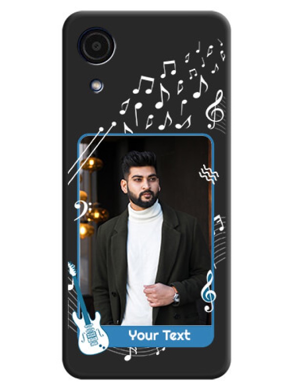 Custom Musical Theme Design with Text on Photo on Space Black Soft Matte Mobile Case - Galaxy A03 Core