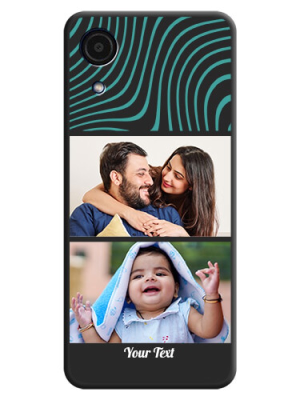 Custom Wave Pattern with 2 Image Holder on Space Black Personalized Soft Matte Phone Covers - Galaxy A03 Core