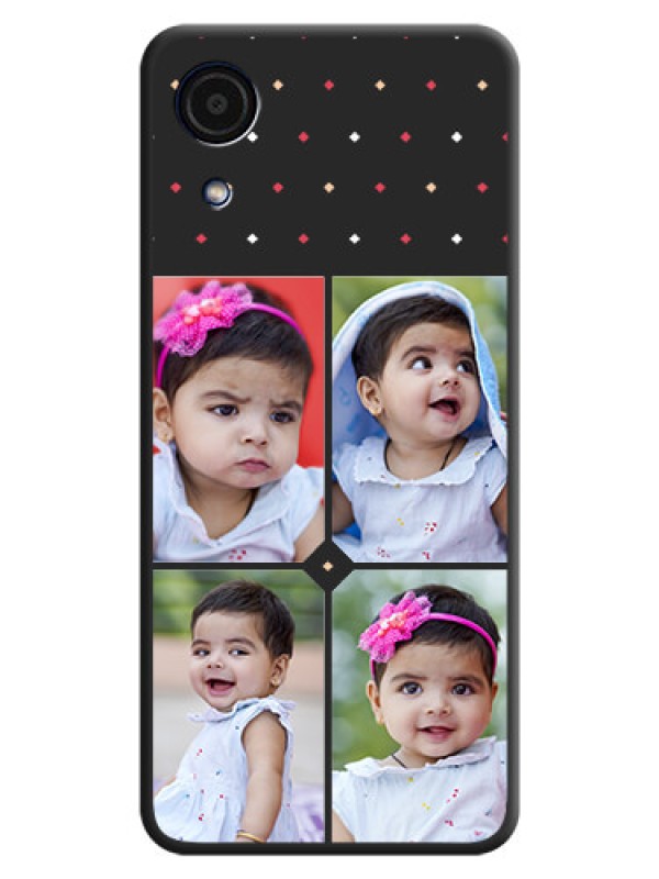 Custom Multicolor Dotted Pattern with 4 Image Holder on Space Black Custom Soft Matte Phone Cases - Galaxy A03 Core
