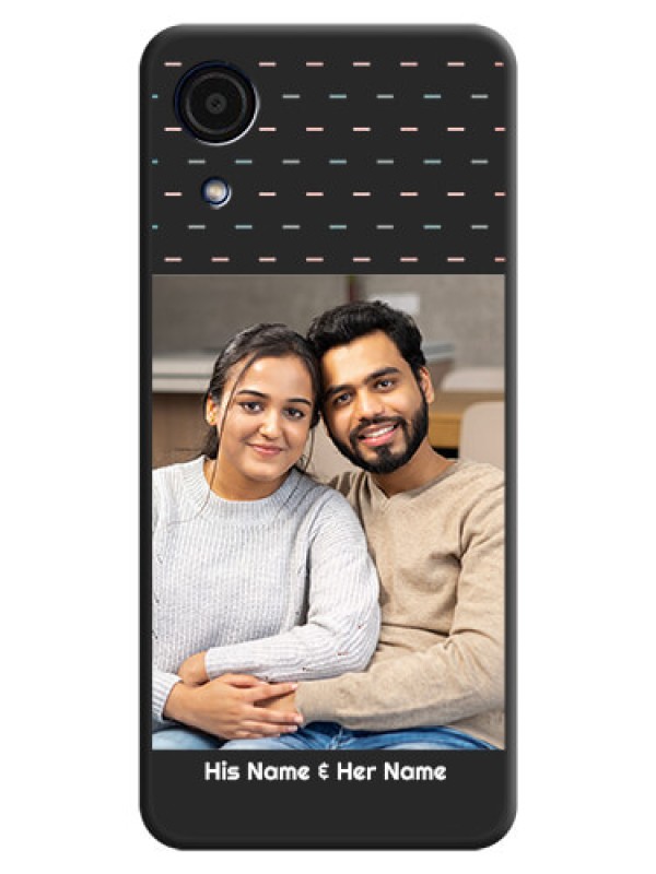 Custom Line Pattern Design with Text on Space Black Custom Soft Matte Phone Back Cover - Galaxy A03 Core