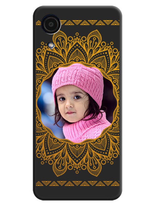 Custom Round Image with Floral Design on Photo on Space Black Soft Matte Mobile Cover - Galaxy A03 Core