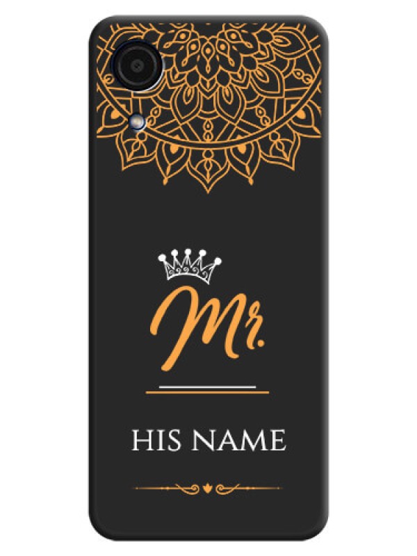 Custom Mr Name with Floral Design on Personalised Space Black Soft Matte Cases - Galaxy A03 Core
