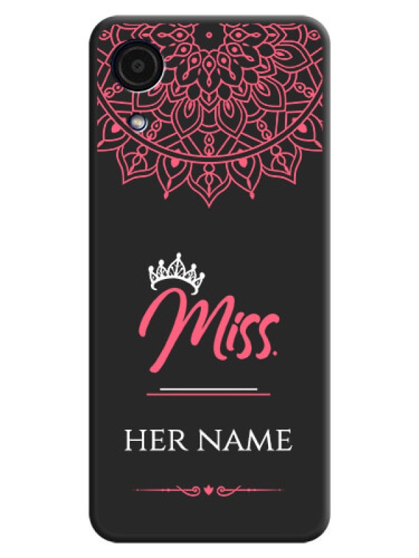 Custom Mrs Name with Floral Design on Space Black Personalized Soft Matte Phone Covers - Galaxy A03 Core