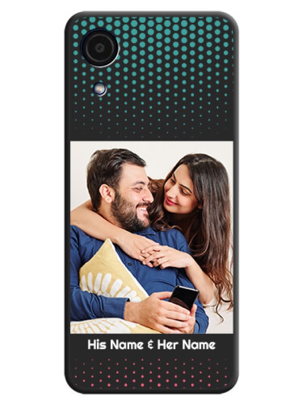 Custom Faded Dots with Grunge Photo Frame and Text on Space Black Custom Soft Matte Phone Cases - Galaxy A03 Core