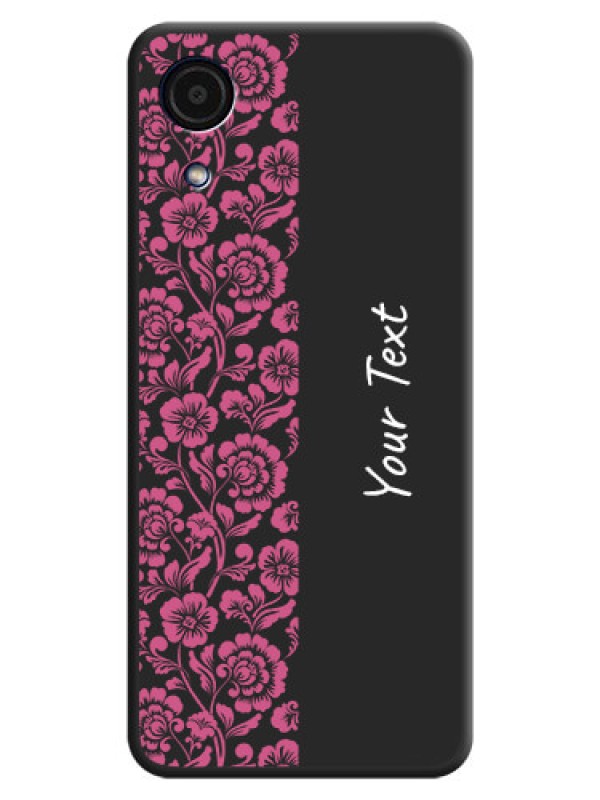 Custom Pink Floral Pattern Design With Custom Text On Space Black Personalized Soft Matte Phone Covers -Samsung Galaxy A03 Core