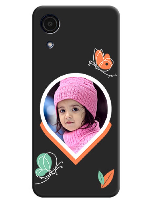 Custom Upload Pic With Simple Butterly Design On Space Black Personalized Soft Matte Phone Covers -Samsung Galaxy A03 Core