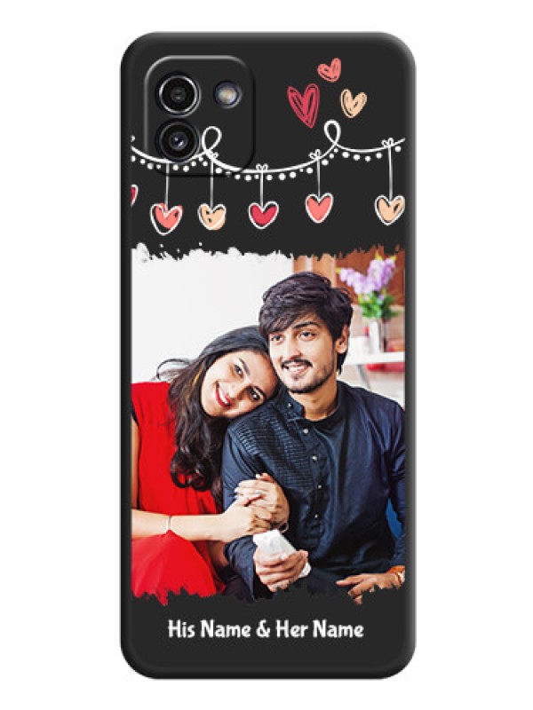 Custom Pink Love Hangings with Name on Space Black Custom Soft Matte Phone Cases - Galaxy A03