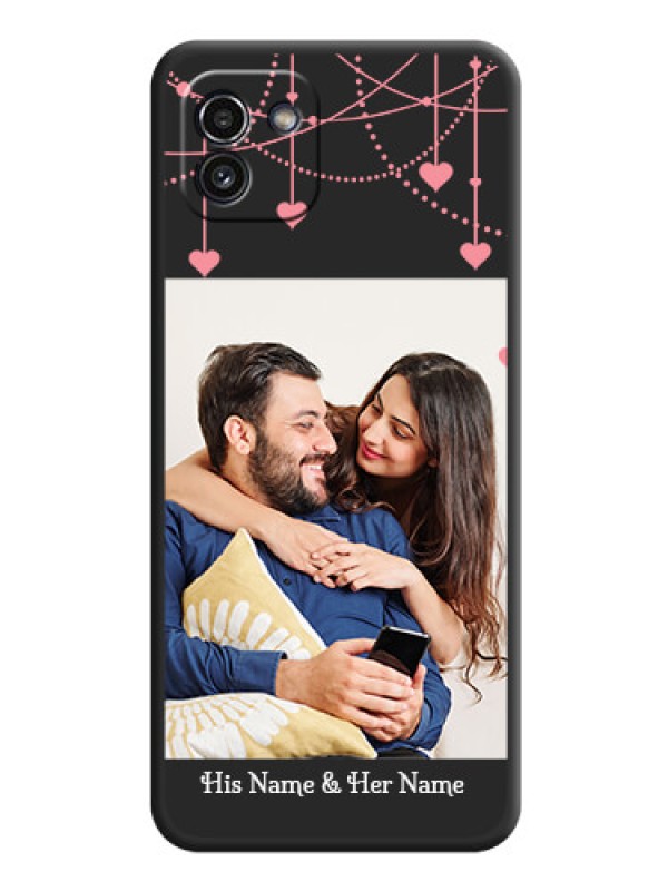 Custom Pink Love Hangings with Text on Space Black Custom Soft Matte Back Cover - Galaxy A03