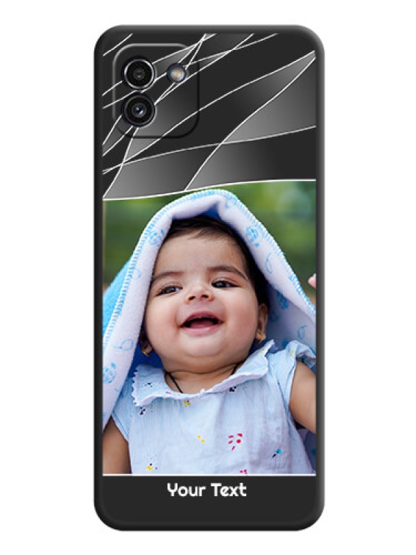 Custom Mixed Wave Lines on Photo on Space Black Soft Matte Mobile Cover - Galaxy A03