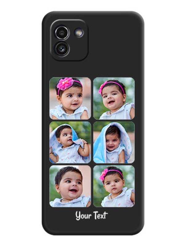 Custom Floral Art with 6 Image Holder on Photo on Space Black Soft Matte Mobile Case - Galaxy A03