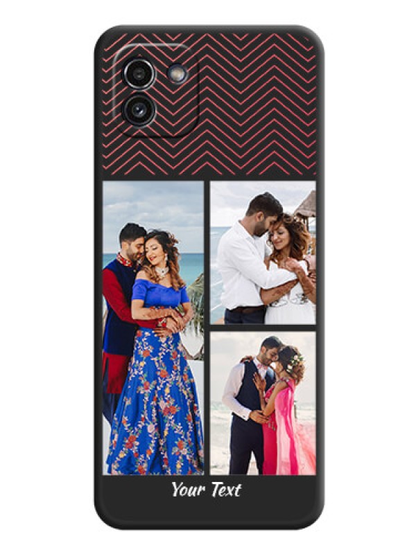 Custom Wave Pattern with 3 Image Holder on Space Black Custom Soft Matte Back Cover - Galaxy A03