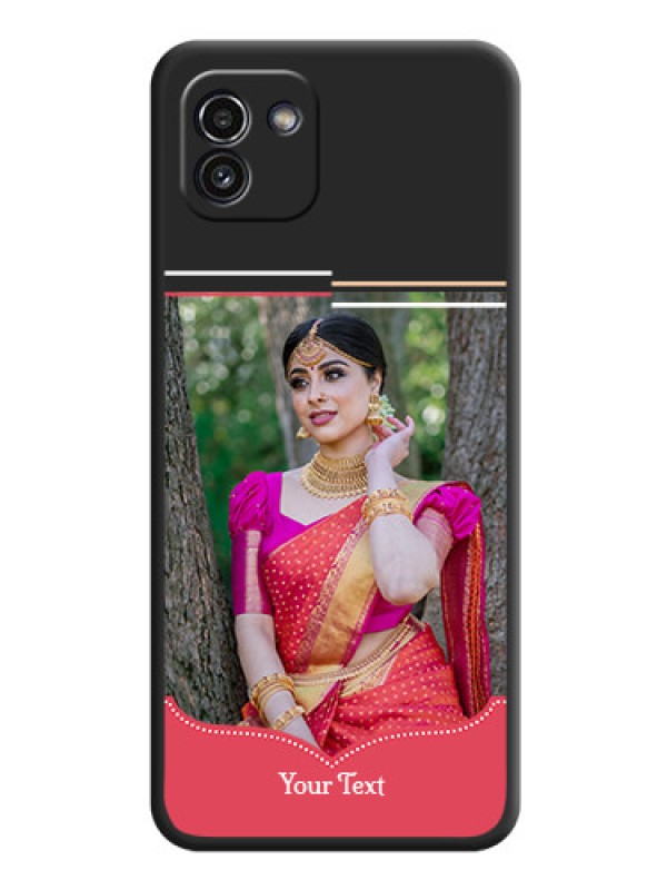 Custom Classic Plain Design with Name on Photo on Space Black Soft Matte Phone Cover - Galaxy A03